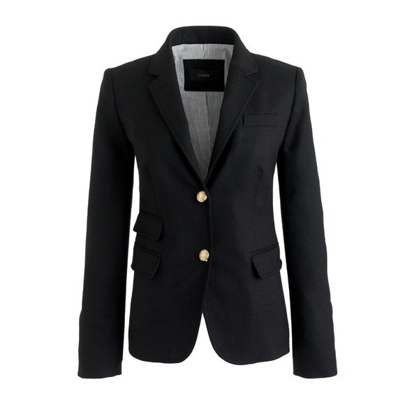 J. Crew Jackets & Blazers - J. Crew Black Schoolboy Blazer Size 12 Suit Jacket Wool Gold 2 Button Preppy